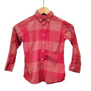 Lands' End Boys Red Plaid Button Down Shirt Size 5/6
